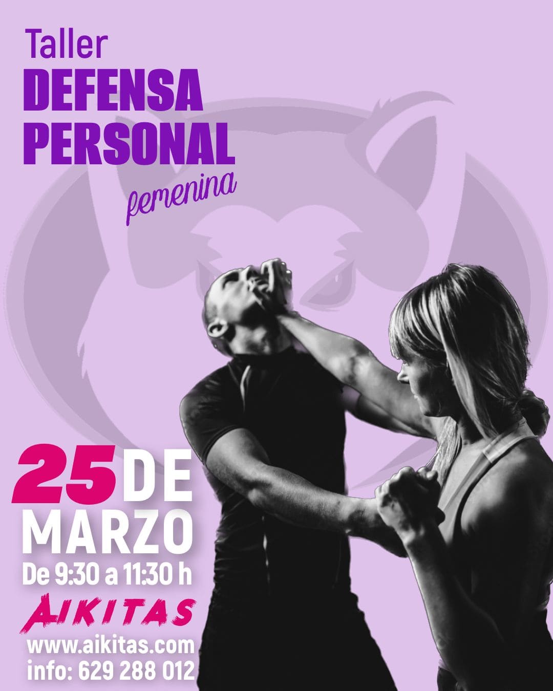 Cartel de jornada de defensa personal femenino